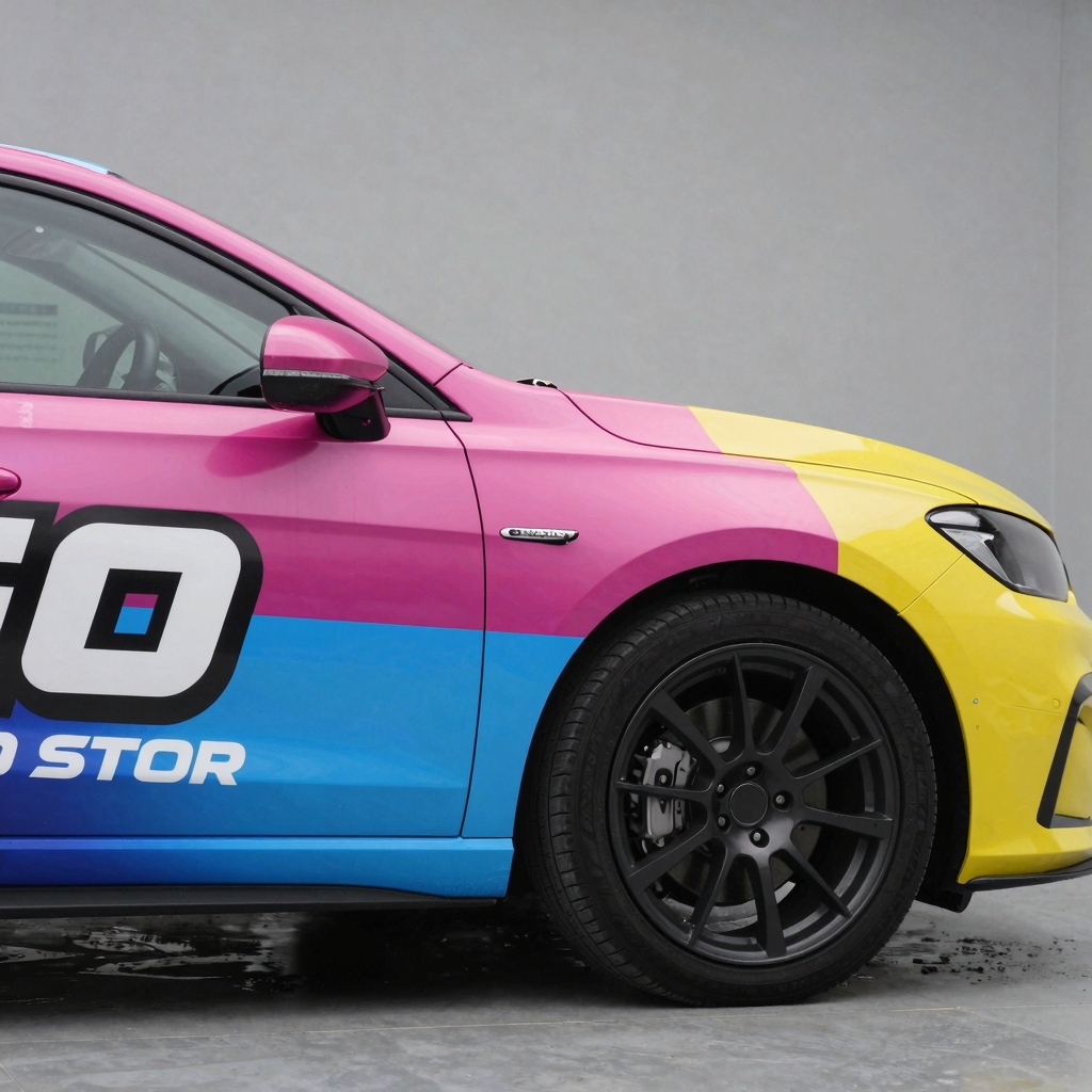 A visual representation of a car being wrapped