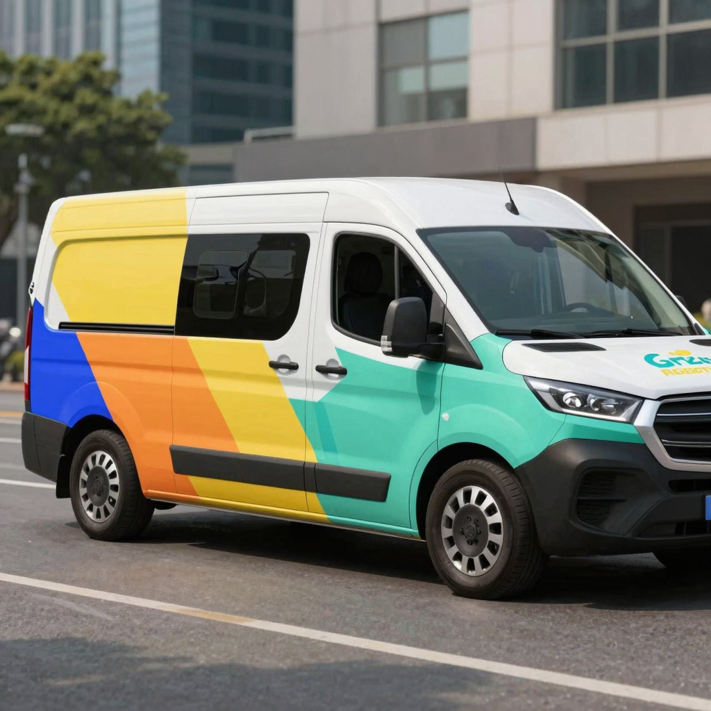 A well-wrapped business vehicle showcasing a vibrant and professional car wrap design.