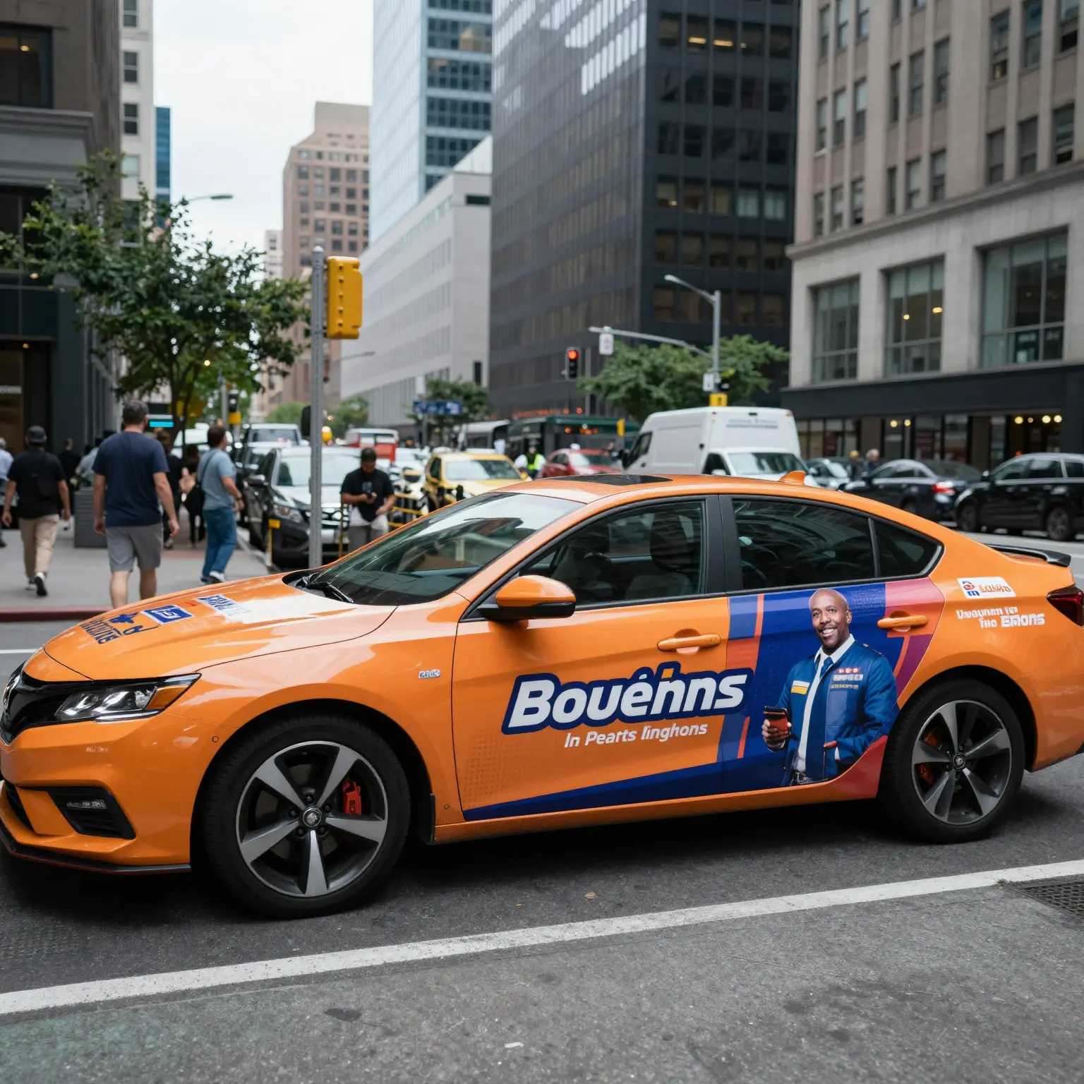 Car wrap in an urban setting