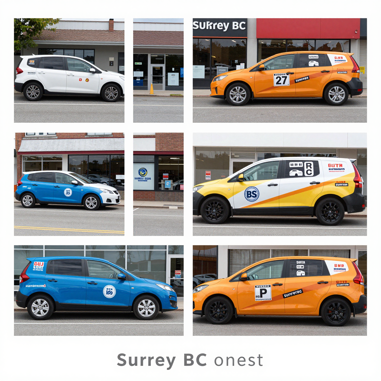 A collage of Surrey BC businesses using car wraps.