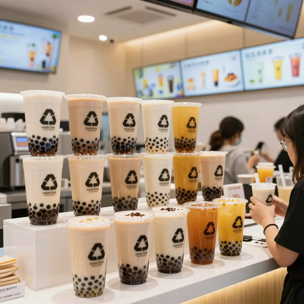Vibrant modern bubble tea shop